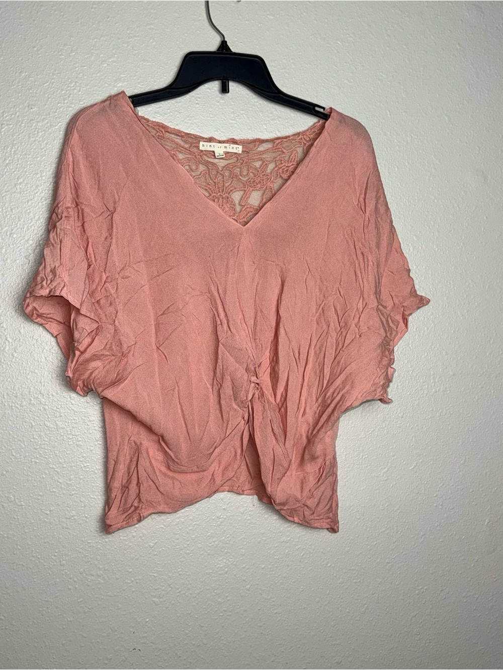 Pink V-Neck Lace-Back Women's Top